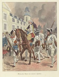 Der verwundete General Montcalm wird nach Quebec zurückgebracht, 1759